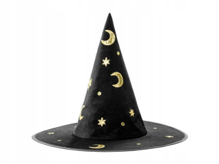 Klobúk WITCH čierne mesiace HALLOWEEN